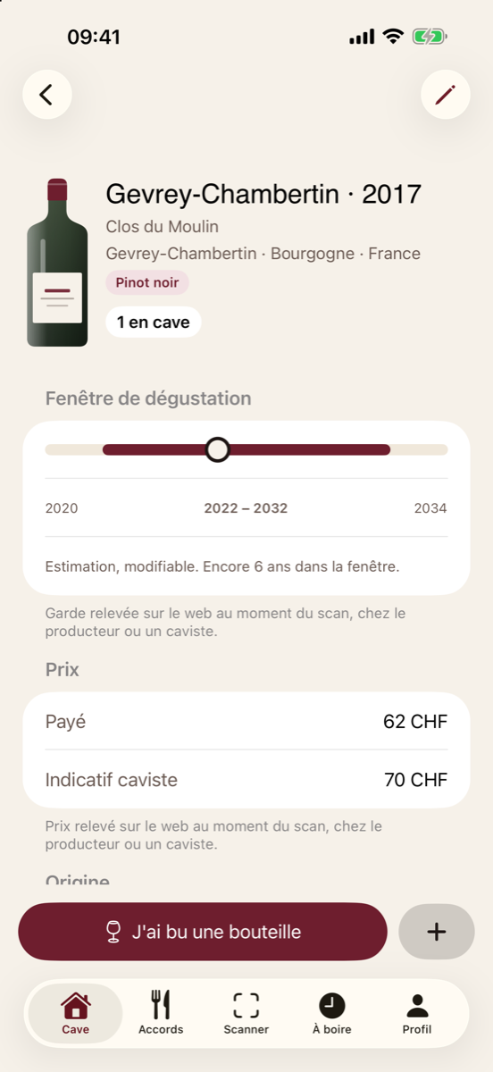 La fiche d'un vin